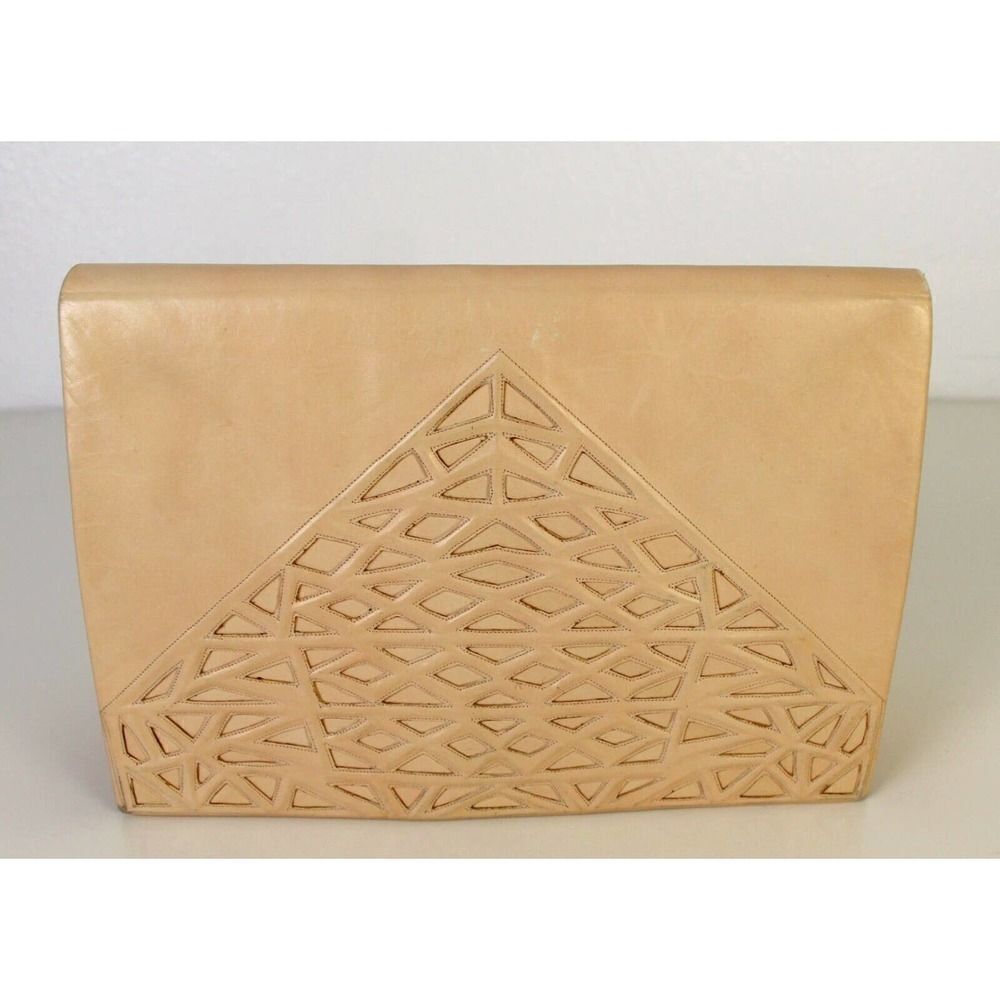 VTG ANDREA PFISTER ITALY CREAM BLUSH GENUINE LEATHER SHOULDER BAG XBODY PURSE - Picture 4 of 12